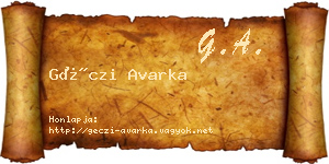 Géczi Avarka névjegykártya